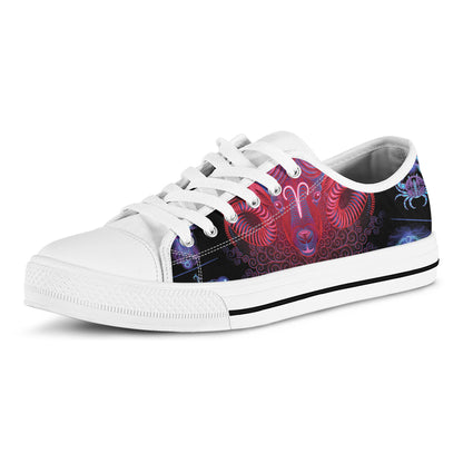 Aries And Astrological Signs Print White Low Top Shoes