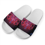Aries And Astrological Signs Print White Slide Sandals