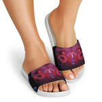 Aries And Astrological Signs Print White Slide Sandals