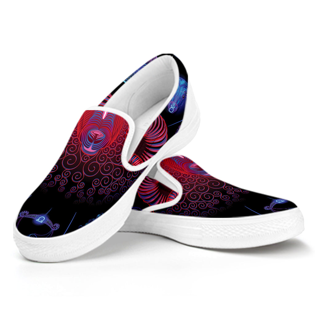Aries And Astrological Signs Print White Slip On Shoes