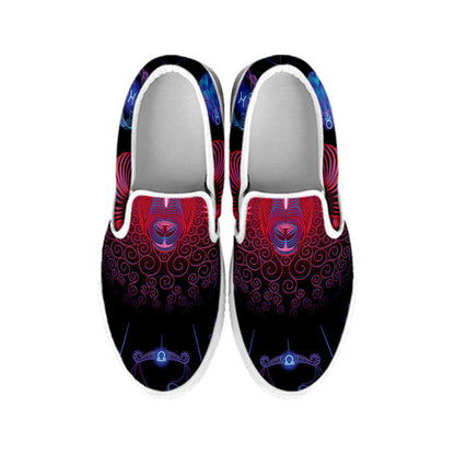 Aries And Astrological Signs Print White Slip On Shoes