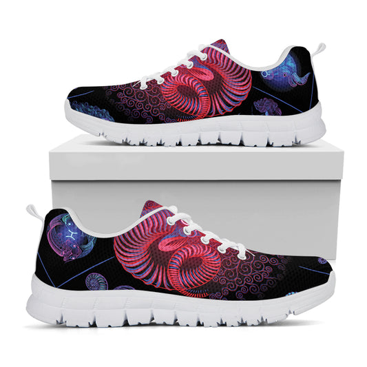 Aries And Astrological Signs Print White Sneakers