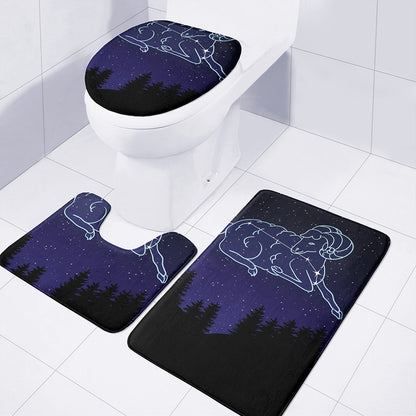 Aries Constellation Print 3 Piece Bath Mat Set