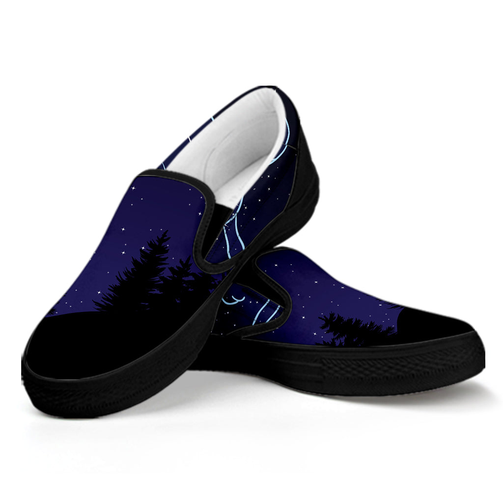 Aries Constellation Print Black Slip On Shoes