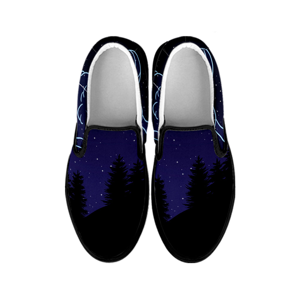 Aries Constellation Print Black Slip On Shoes