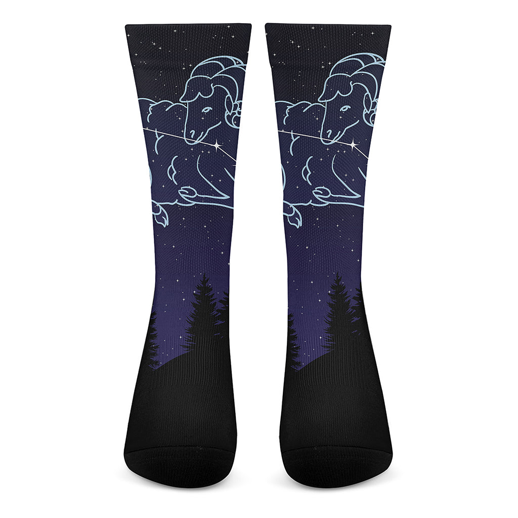 Aries Constellation Print Crew Socks