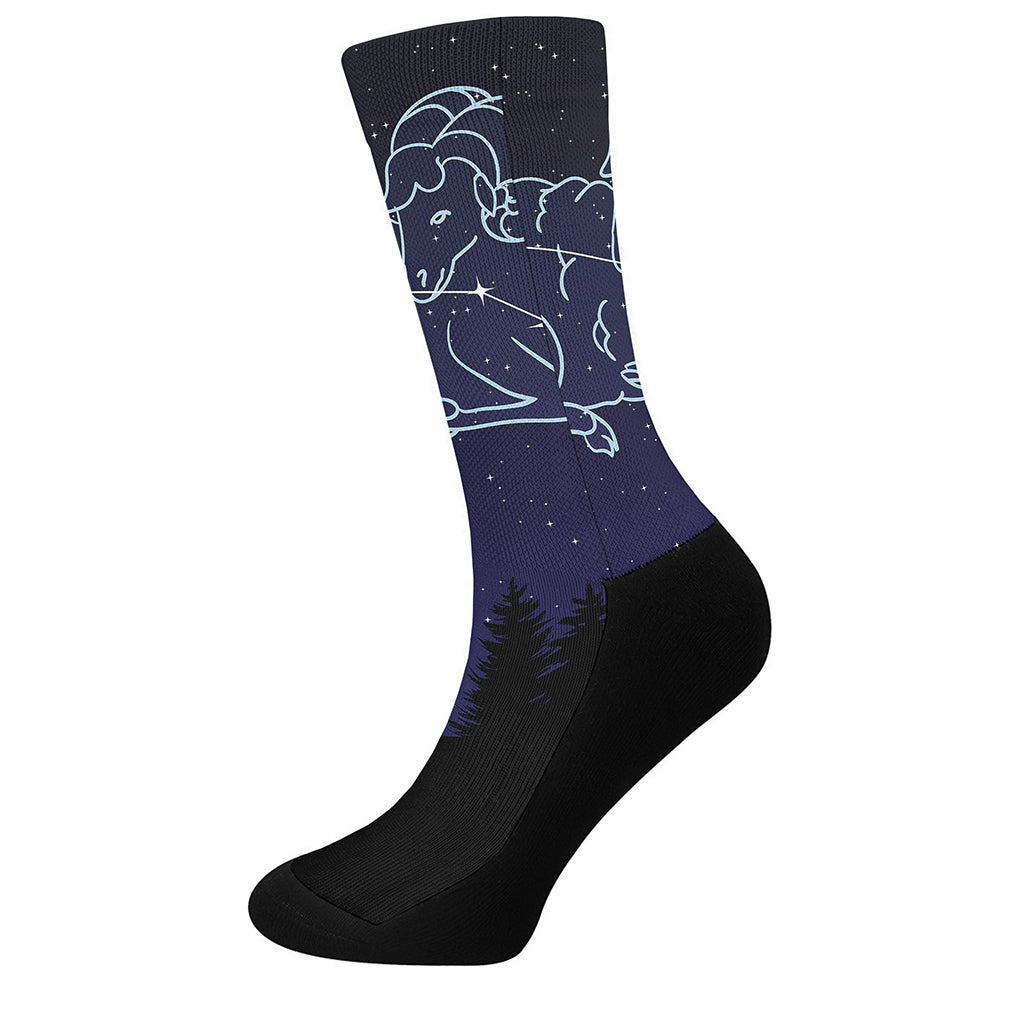 Aries Constellation Print Crew Socks