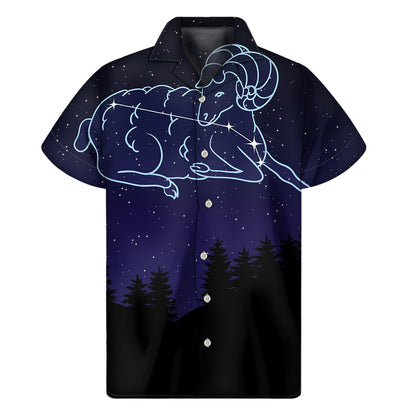 Aries Constellation Print Men's Short Sleeve Shirt