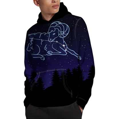 Aries Constellation Print Pullover Hoodie
