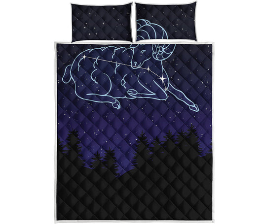 Aries Constellation Print Quilt Bed Set