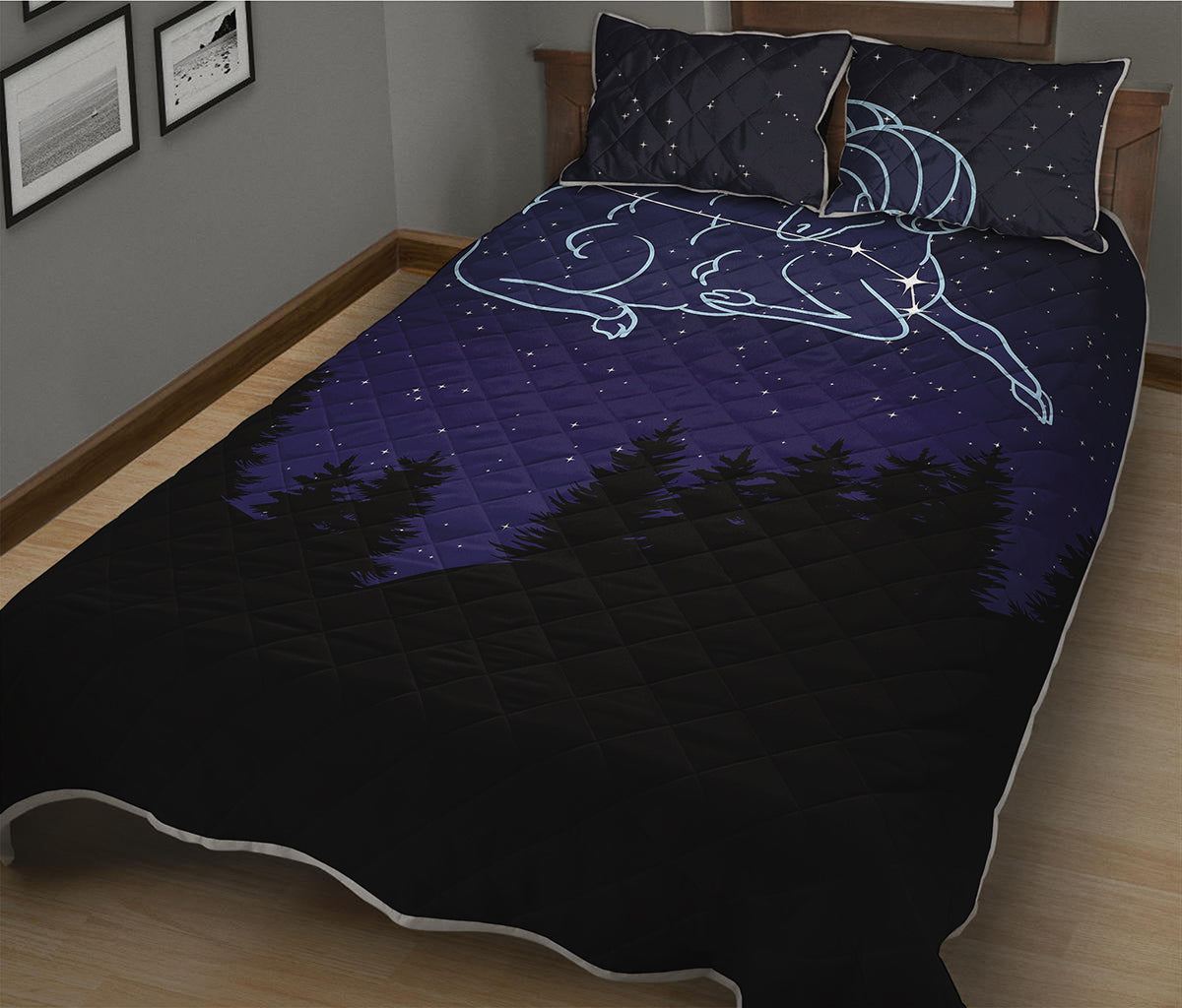 Aries Constellation Print Quilt Bed Set