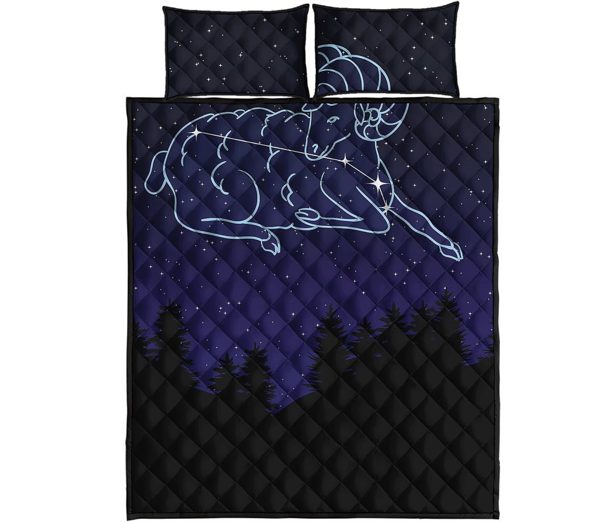 Aries Constellation Print Quilt Bed Set