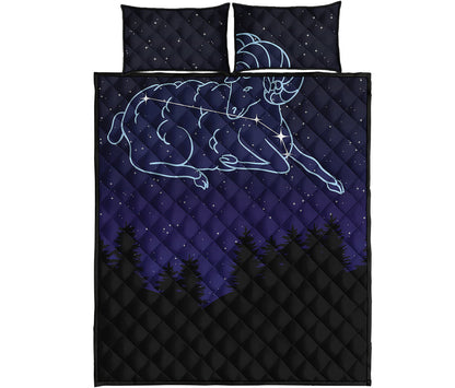 Aries Constellation Print Quilt Bed Set