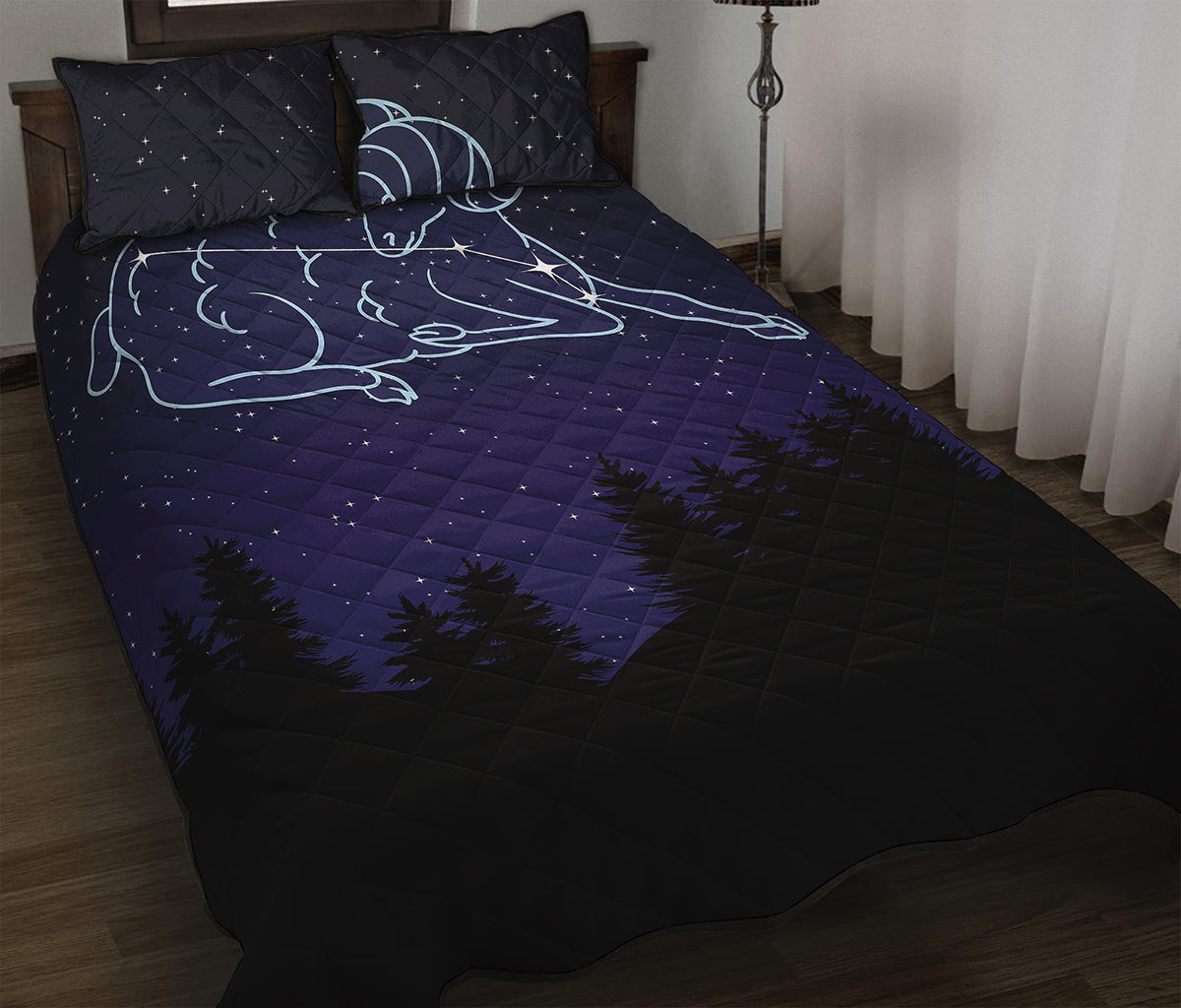 Aries Constellation Print Quilt Bed Set
