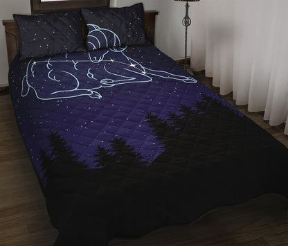 Aries Constellation Print Quilt Bed Set