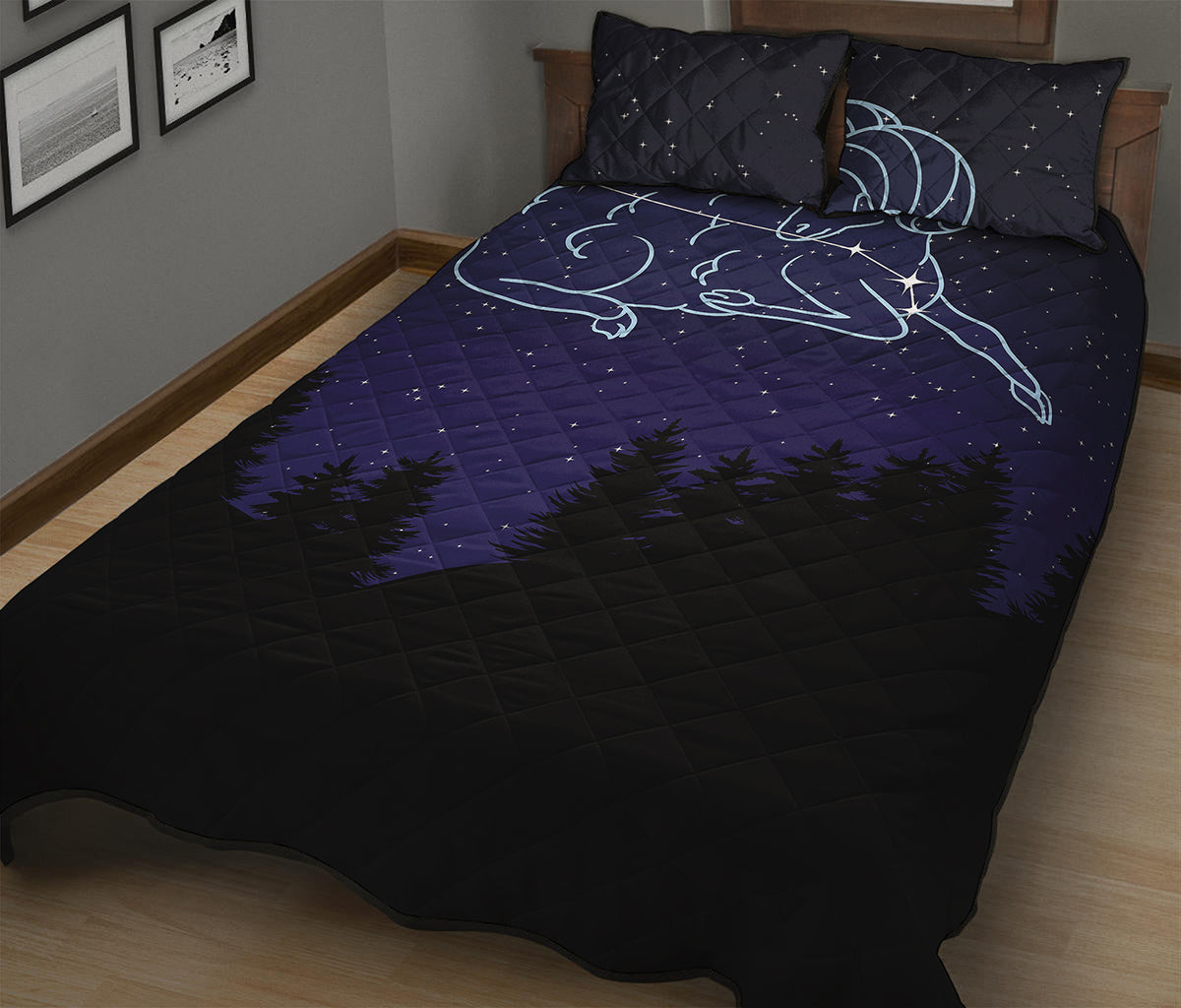 Aries Constellation Print Quilt Bed Set