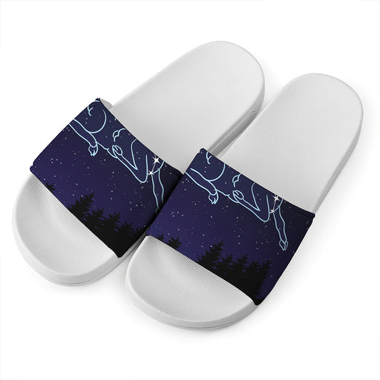 Aries Constellation Print White Slide Sandals