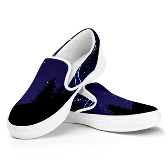 Aries Constellation Print White Slip On Shoes