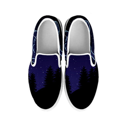 Aries Constellation Print White Slip On Shoes