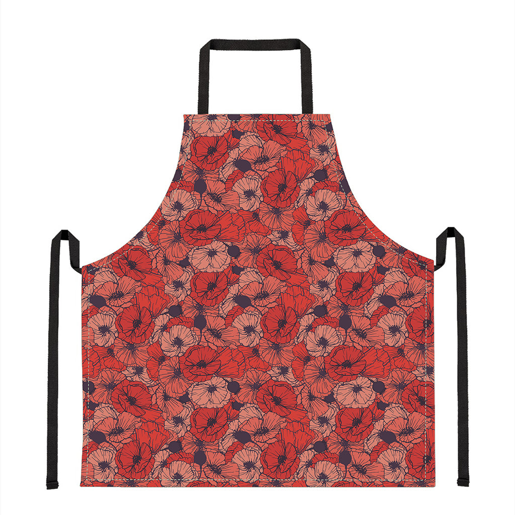 Armistice Day Poppy Pattern Print Apron