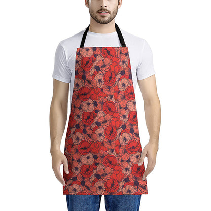 Armistice Day Poppy Pattern Print Apron
