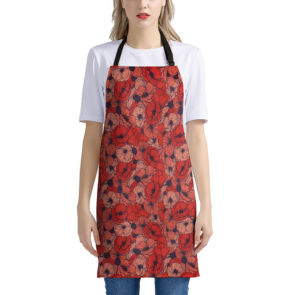 Armistice Day Poppy Pattern Print Apron