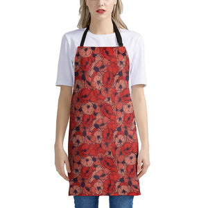 Armistice Day Poppy Pattern Print Apron