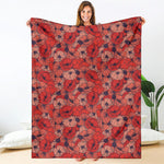 Armistice Day Poppy Pattern Print Blanket