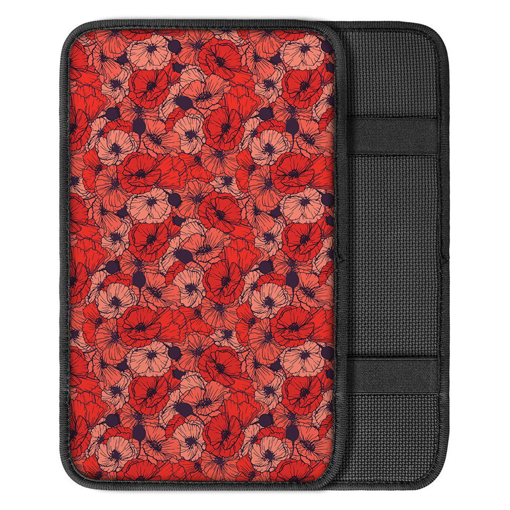 Armistice Day Poppy Pattern Print Car Center Console Cover