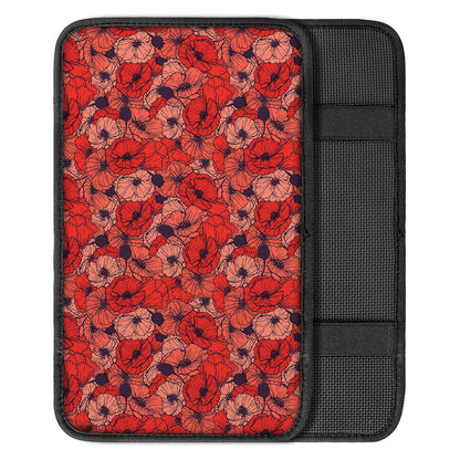 Armistice Day Poppy Pattern Print Car Center Console Cover