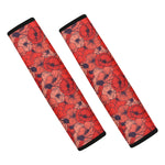 Armistice Day Poppy Pattern Print Car Seat Belt Covers