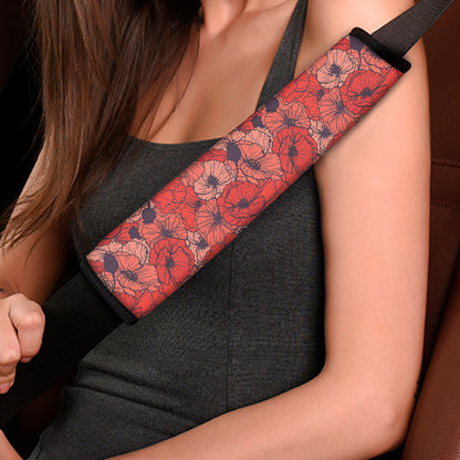 Armistice Day Poppy Pattern Print Car Seat Belt Covers