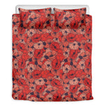 Armistice Day Poppy Pattern Print Duvet Cover Bedding Set