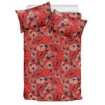 Armistice Day Poppy Pattern Print Duvet Cover Bedding Set