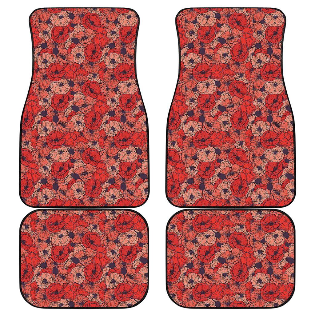 Armistice Day Poppy Pattern Print Front and Back Car Floor Mats