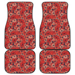 Armistice Day Poppy Pattern Print Front and Back Car Floor Mats