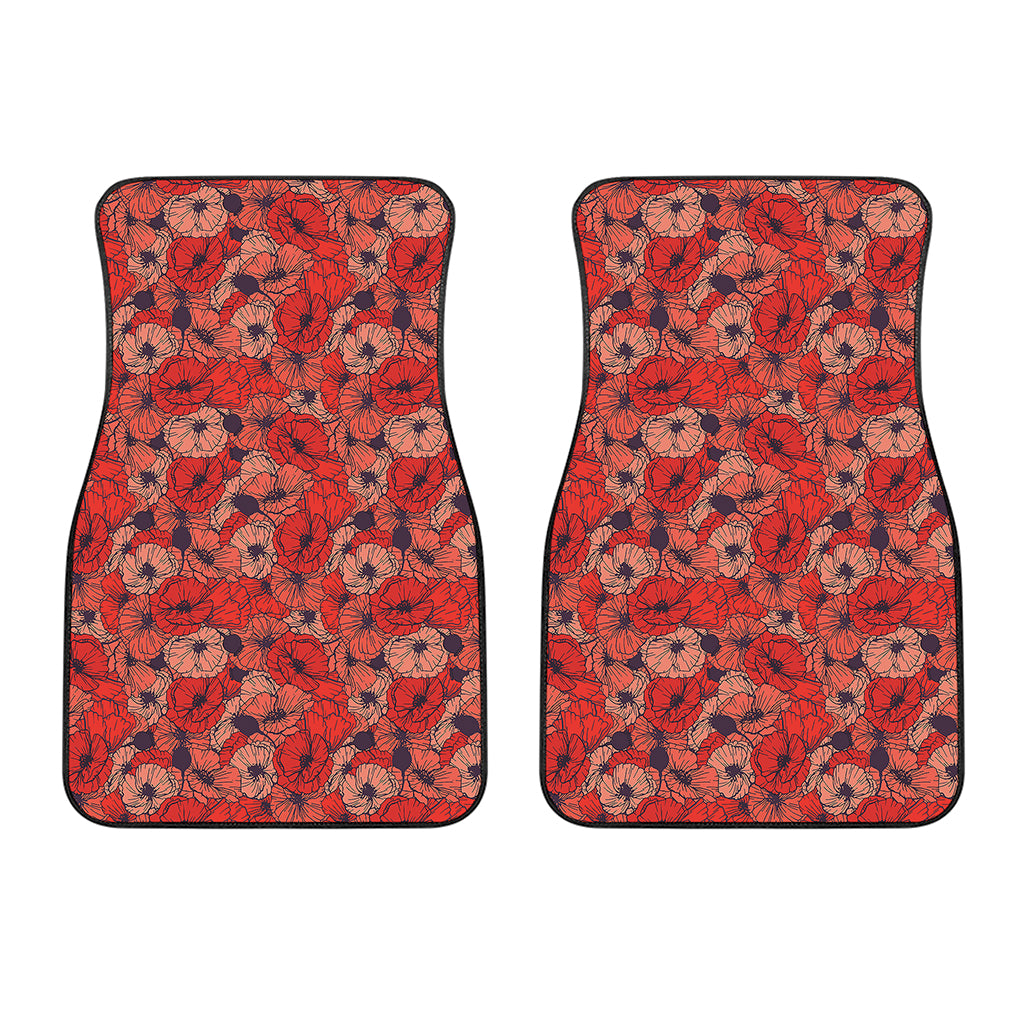 Armistice Day Poppy Pattern Print Front Car Floor Mats