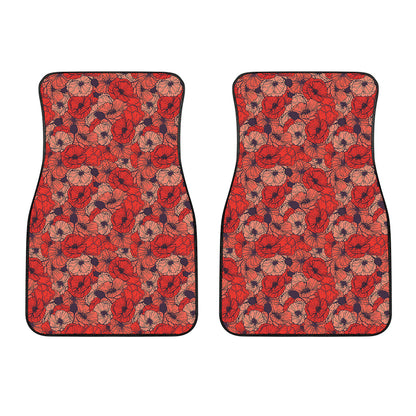 Armistice Day Poppy Pattern Print Front Car Floor Mats