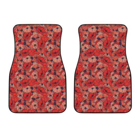 Armistice Day Poppy Pattern Print Front Car Floor Mats