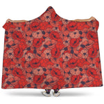 Armistice Day Poppy Pattern Print Hooded Blanket