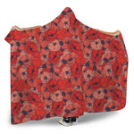 Armistice Day Poppy Pattern Print Hooded Blanket