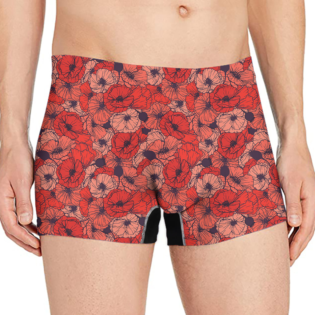 Armistice Day Poppy Pattern Print Men's Boxer Briefs