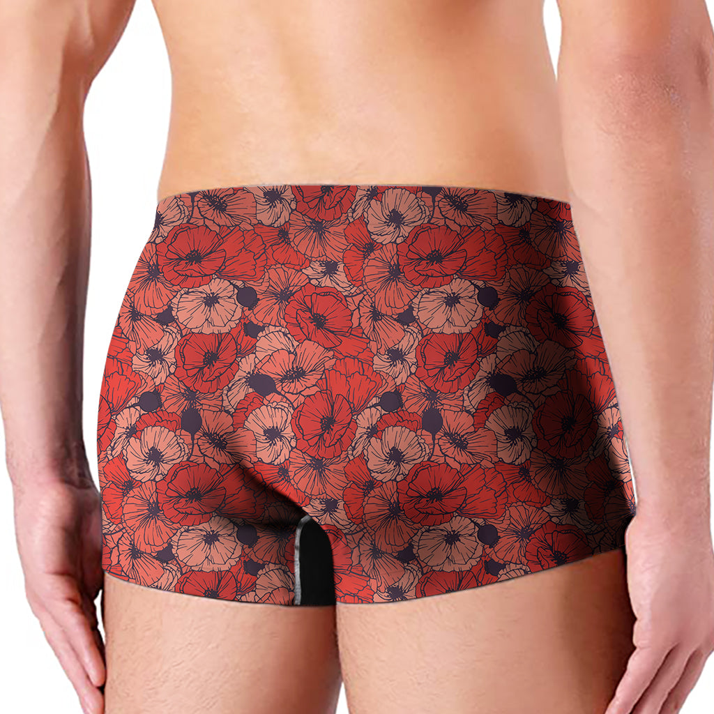 Armistice Day Poppy Pattern Print Men's Boxer Briefs