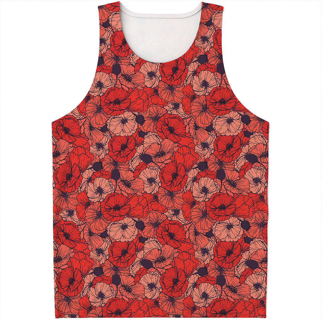 Armistice Day Poppy Pattern Print Men's Tank Top