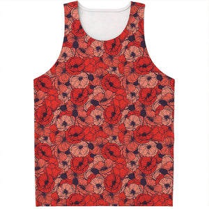 Armistice Day Poppy Pattern Print Men's Tank Top