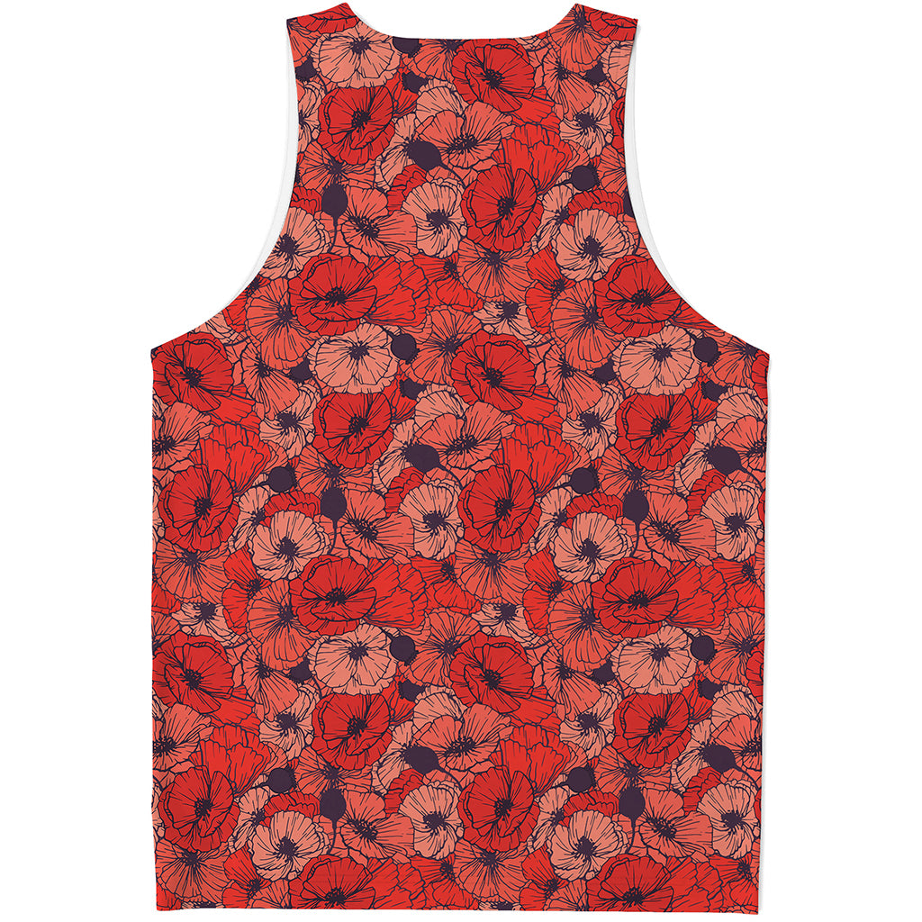Armistice Day Poppy Pattern Print Men's Tank Top