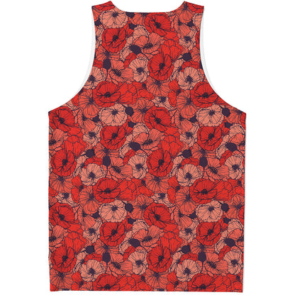 Armistice Day Poppy Pattern Print Men's Tank Top