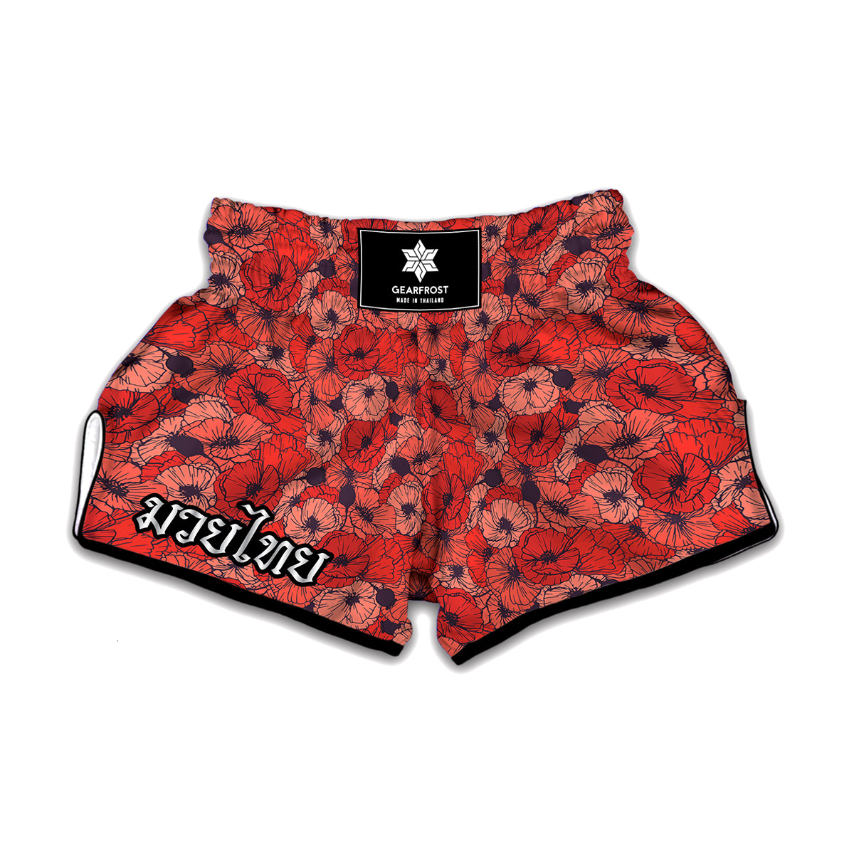 Armistice Day Poppy Pattern Print Muay Thai Boxing Shorts