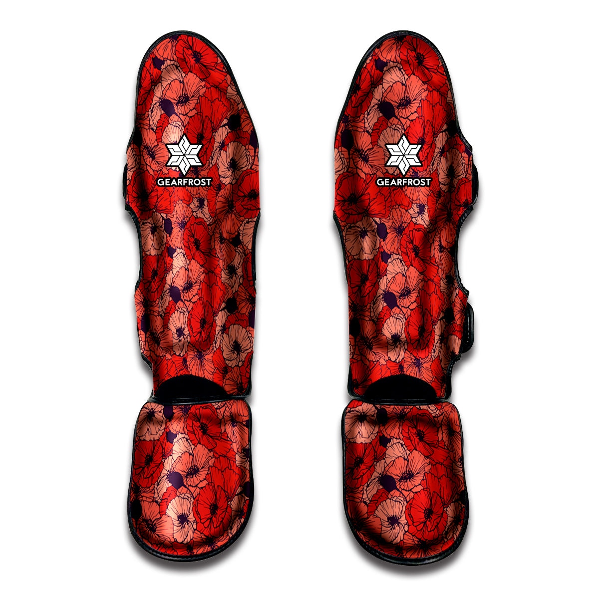 Armistice Day Poppy Pattern Print Muay Thai Shin Guard