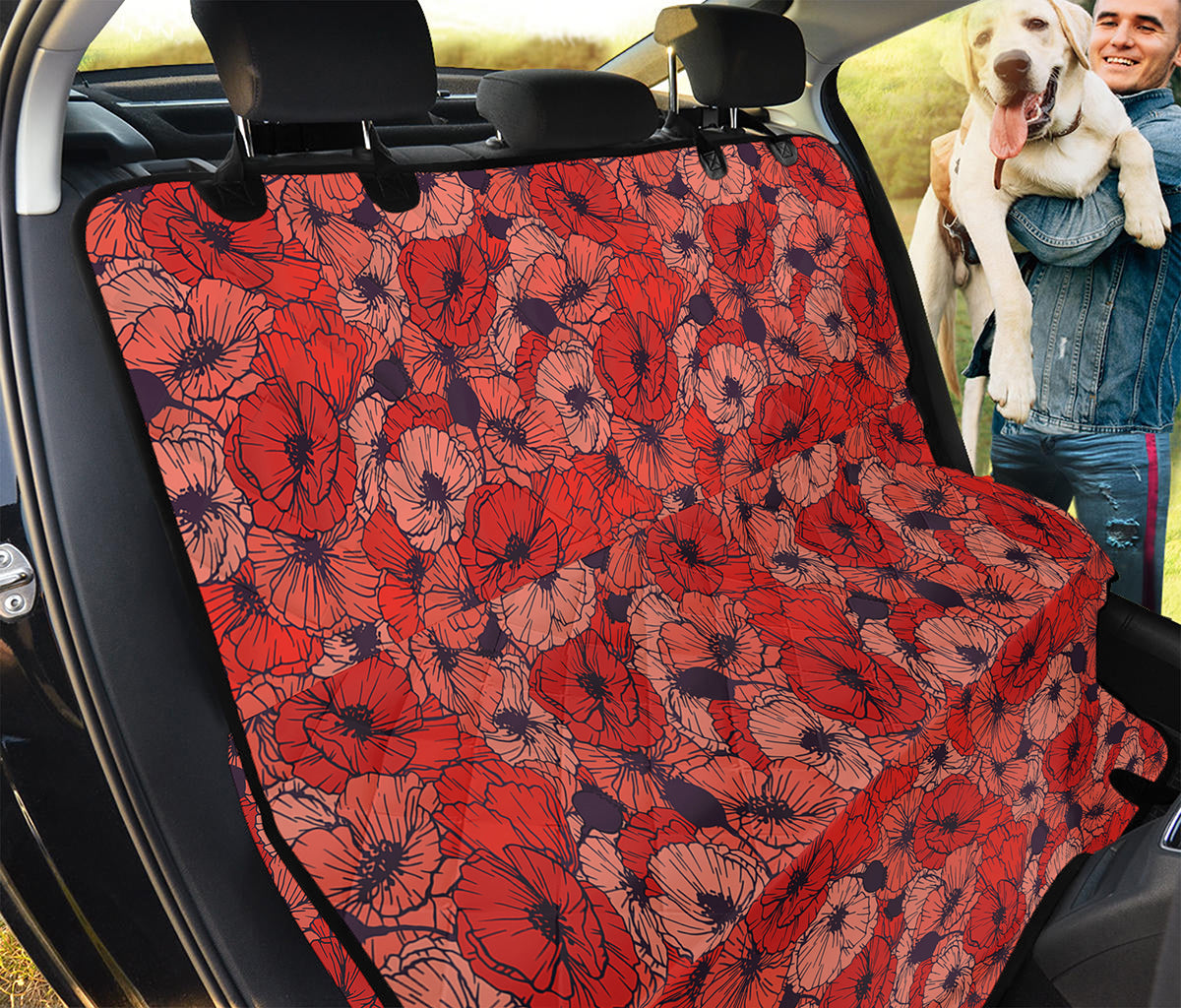 Armistice Day Poppy Pattern Print Pet Car Back Seat Cover
